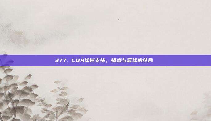 377. CBA球迷支持，情感与篮球的结合❤️