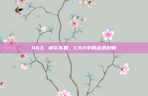 463. 卓尔不群，CBA中的战术创新